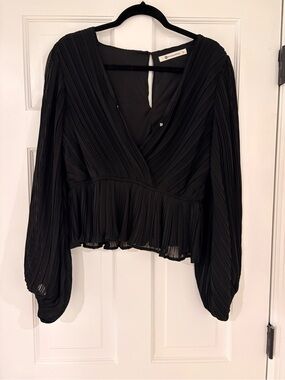 The Impeccable Pig Black Pleated Wrap Crop Top